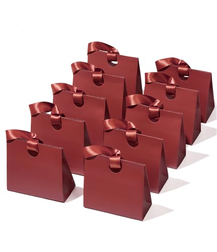 Vitalizart Paper Gift Bags With Ribbon Handles Small Red Bulk Pack