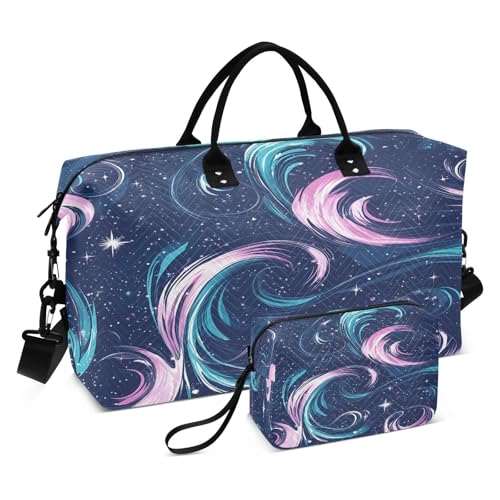Beautiful Milky Way Galaxy Travel Duffel Bag Large Capacity Weekender Bag with Toiletry Bag Detachable Shoulder Strap Travel Tote Bag for Women