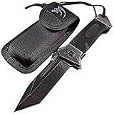 Tough Heavy Duty Everyday Carry Folding Pocket Knife with Sheath: Fast One Hand Opening, 8Cr13MoV Razor Sharp Blade, Great for Outdoor Work Survival Camping Hiking Hunting
