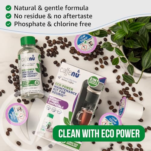 Image of Caffenu Keurig Descaling Solution and Cleaning Pods, 4-Use Combo Bundle (Pack of 2)