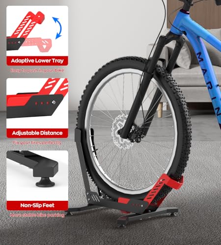 Soporte para bicicletas suelo que evita caídas y protege neumáticos de 24 a 29 pulgadas 5