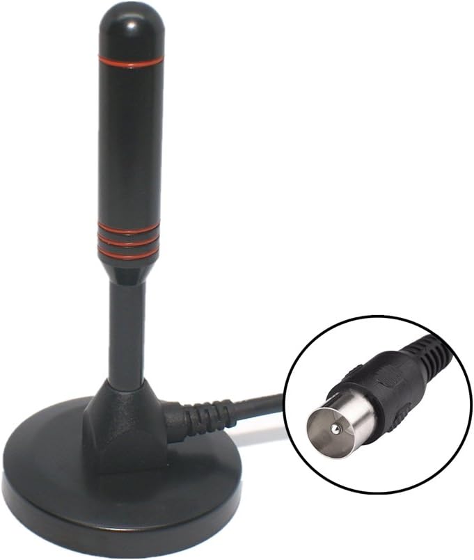 Digital TV Aerial - Portable Indoor/Outdoor 35dB High Gain Freeview HD Antenna for USB TV Tuner/DVB-T Television/DAB Radio/SD / 4K - With Magnetic Base and 5m Coax Cable