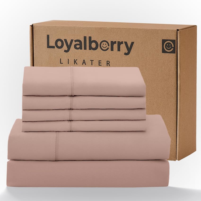 Loyalberry King Sheet Set- 6 Piece Breathable & Cooling Sheets | Ultra-Soft Hotel Luxury Bed Sheets | 18" Deep Pocket | Wrinkle, Fade, Stain Resistant (Pearl Powder, King)