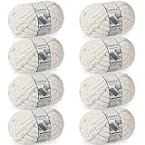 Cozyful Chunky Yarn for Hand Knitting - #10 Chunky Chenille Yarn, Jumbo Big Thick Chunky Yarns for Crocheting, Super Bulky Chunky Knit Blanket Yarns, 8 Skein (22 yds 8 oz Each Skein), Beige White