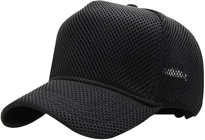 5 Panels High Crown Trucker Hats Mens Outdoor Breathable Full Mesh Snapback Baseball Caps Wide Brim Sun Hats Plus Size Q1037 Black