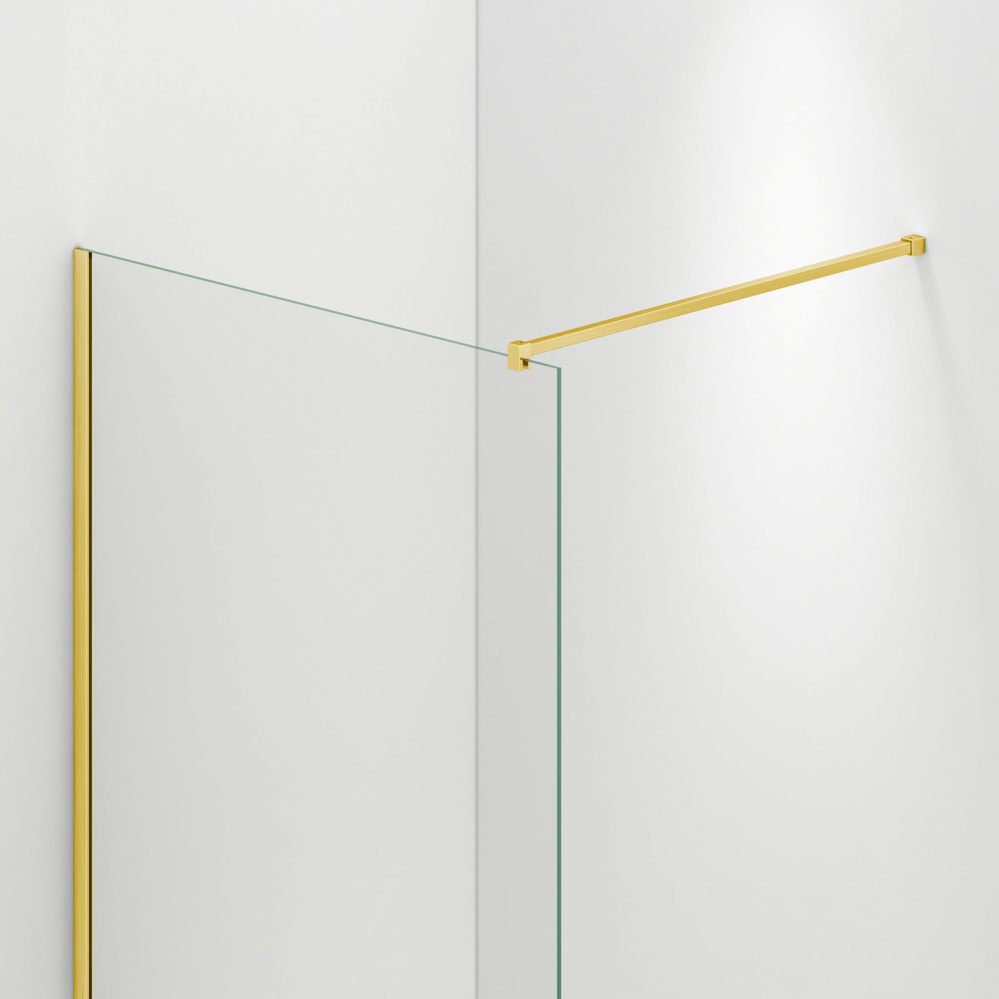 Mampara de Ducha Dorada 50 x 200 cm - Panel Fijo de Cristal Templado 8 mm con Tratamiento Antical Easy Clean - Instalación Reversible Izquierda/Derecha - Ideal para Ducha de Obra Walk-In