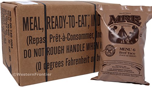 MRE A-Menu Case, 2018 Inspection Date Military Meal-Ready-to-Eat. Case of 12 Genuine US Military Surplus MREs with A Case Menu Selections.