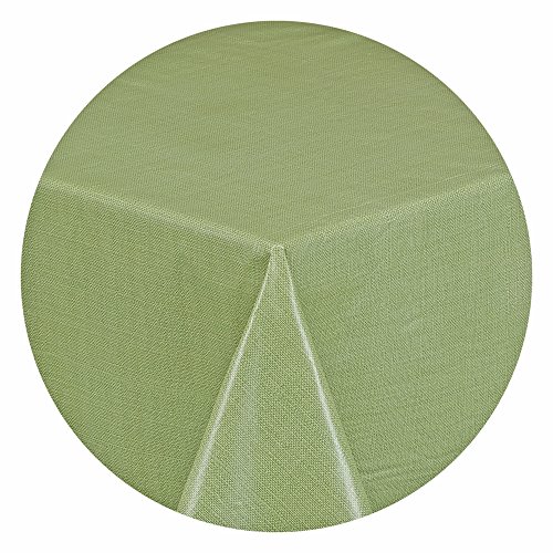 Cafe Hotel Linen Look Solid Color Heavy 4 Gauge Vinyl Flannel Backed Tablecloth, Indoor/Outdoor Wipe Clean Tablecloth, 60 Inch X 84 Inch Oblong/Rectangle, Sage #TOP2
