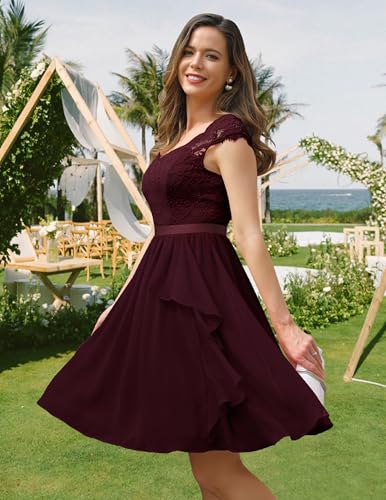Image of Wedtrend Women's Bridesmaid Dresses Short Prom Dress Ruffle Semi Formal Cocktail Dresses Floral Homecoming Dress