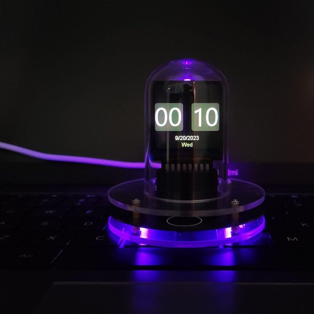 Horloge connectée à Tube néon, Station météo Wi-FI, décoration de Bureau, animations, Album électronique, Alarme pour Chambre à Coucher et Maison