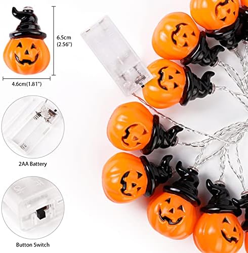SALCAR Halloween Pumpkin String Light, 10 LEDs, 5.4FT LED Pumpkin Lights Battery Powered, Jack-O-Lantern Horror Atmosphere Light, for Halloween Decor, Festival Decoration, Garden, Christmas Decor