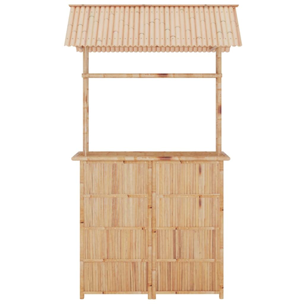 Set di 3 mobili da giardino in bambù, con 2 sedie pieghevoli e bancone da bar, 115 x 55 cm, resistente alle intemperie, per terrazza, balcone, esterni, con telaio robusto e design tropicale