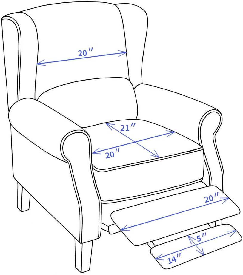 STONECREST Wingback Chair Cover, Pushback Chair Cover - Cotton Pre-Washed Embrooidery Coin Medallion Pattern Slipcover, Stay in Place (Grey, 20" Recliner)
