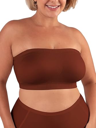 SHAPERMINT Strapless Bra, No-Slip Wireless Bandeau with Sewn-in Cups