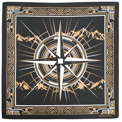 The Peacock Crew Premium 22x22 Soft Cotton Designer Bandana for Men & Women – Urban Rock, Biker & Hiker, Head & Neck Scarf, Urban Hiker (Black), 1 unit (Kraft Packaging)