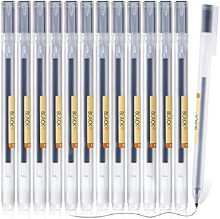 Gel Pens, 12Pcs 0.5mm Felt Tip Quick Drying Ink Rollerball Black Pen Sets for Adults Handwriting, Note Taking, School & Office Stationery Supplies (Black)