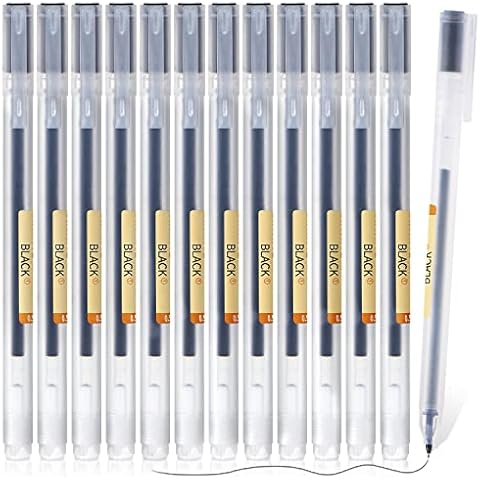 Gel Pens, 12Pcs 0.5mm Felt Tip Quick Drying Ink Rollerball Black Pen Sets for Adults Handwriting, Note Taking, School & Office Stationery Supplies (Black) Cover