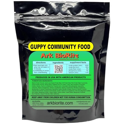 Ark BioRite (4oz, Guppy) Fish Food Species Specific - All Natural - Science Based Formula - Cleaner Water - Nutritional Powerfood for Special Fish Breeders, No Fillers