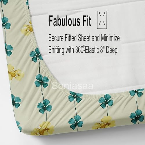 Image of 200 TC Cotton Feel All Around Elastic Fitted Bedsheet, Elastic Fitted Bedsheet King Size Bedsheet for Double Bed with 2 Pillow Covers, Size - 72 x 78 x 8 Inch Color Off White