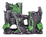 IBWell Ancient Castle Design Resin Aquarium Decoration Hideouts Stone Cave Hide House, Fish Tank Acc