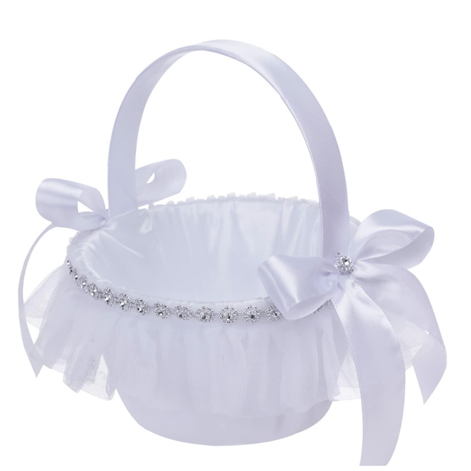 Tsophreniq Baskets Flower Girl with Bowknot Petals Storage with Handle for Wedding Ceremony Decor Wedding for Girl