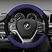 FH Group Universal Fit Modernistic and Seat Belt Pads Combo Set Steering Wheel Cover Fits Most Cars, SUVs Blue