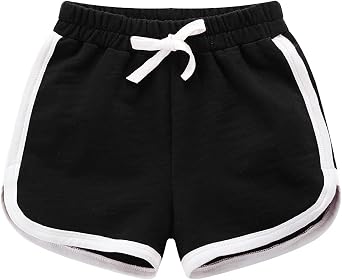 ASUITOFK Girls Boys Athletic Shorts Summer Cotton Beach Sports Casual Short Pants Kids Gym Shorts