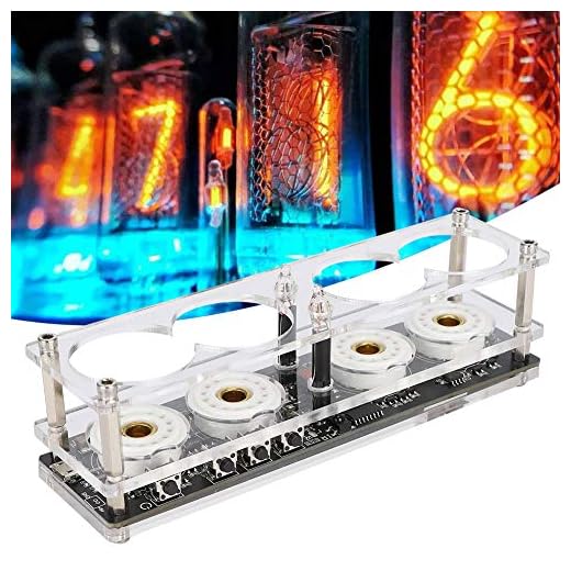 EBTOOLS DIY 4-Bit Nixie Vacuum Tube Clock, Integrated Design Nixie Tube Clock with Remote Control for QS30-1/SZ1-1/SZ3-1/SZ-8