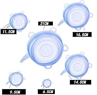 Vista 7 de Tapas elásticas de silicona flexibles redondas reutilizables para tazón, taza, plato, envoltura de alimentos de silicona de grado alimenticio, 6 Azul