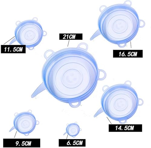 Miniatura 7 de Tapas elásticas de silicona flexibles redondas reutilizables para tazón, taza, plato, envoltura de alimentos de silicona de grado alimenticio, 6