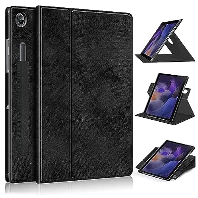 for Samsung Galaxy Tab A8 10.5 inch SM-X200/X205 Shockproof Smart Tablet Cover Case,360°Multi- Viewing Angles Stand Folio Hard PC Back Shell with Auto Wake Sleep(Black)