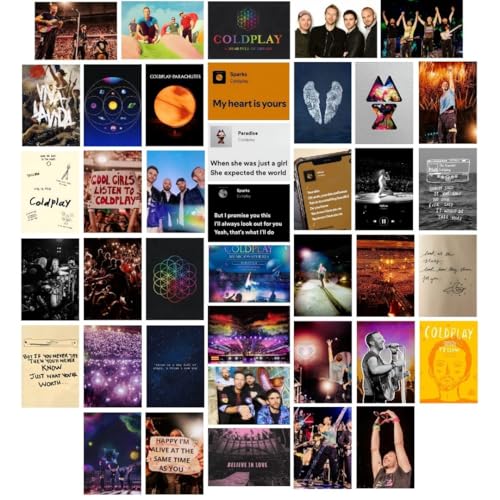 Image of auraposter Coldplay Poster (Set of 40) | Coldplay Band Mini Posters (15 x10 cm) | Mini Posters of Coldplay's songs for Wall, Bedroom, Living room | Coldplay Songs Poster| Glue Dots Included