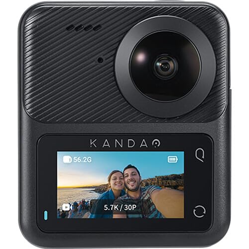 KanDao QooCam 3 360° Action Camera | Dual-Lens 5.7K Video Capture with Image Stabilization, Waterproof Design | 64GB Card + 50-in-1 Accessory Kit + More