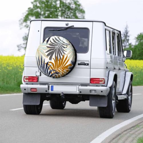 Image of Palm Leaves Spare Tire Cover Sketch of Nature Tropical Palm Tree Leaves Wheel Covers for RV Tires Camper Tire Case Protectors for Trailer Rv SUV Truck Travel Trailer 15 in, STC108