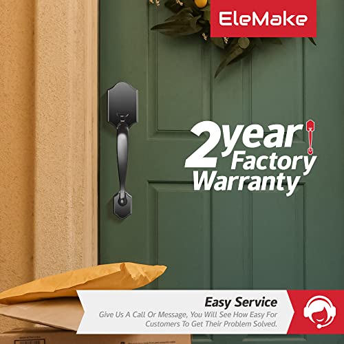 Image of Front Door Handleset Entry Door Handle Set with Cove Knob for Right and Left Handed Sided Doors, Interior and Exterior Entrance Passage Lock Matte Black