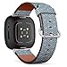 CJBROES Replacement Leather Watch Band, Compatible with Fitbit Versa 3 and Fitbit Sense of Wristband Bracelet Accessory - monochromes Set