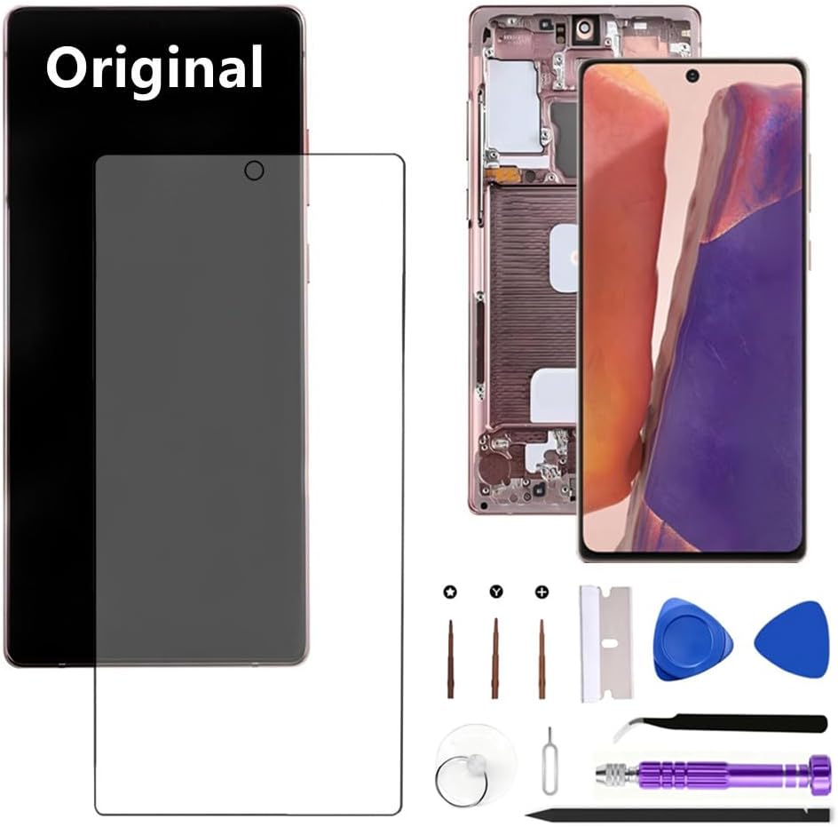 6.7" Original AMOLED Galaxy NOTE20 Screen Replacement for Samsung Galaxy NOTE20 5G N981U N981U1 Display Touch Screen Digitizer Assembly (with Gold Frame+Protective Film+Tools)