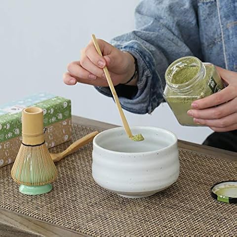 TEANAGOO Japanese Tea Set Matcha Whisk Set Matcha Bowl Bamboo Matcha Whisk (chasen) Scoop (chashaku) Matcha Whisk Holder Tea Making Kit. TG-N10 Matcha Green Tea Powder Kit. Matcha Tea Kit Cover