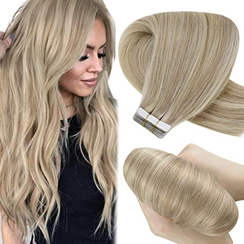 Hetto Punto Culminante Rubio Tape en Extensions Cabello Humano Adhesivas Extensions Invisible 17/23 Rubio Extensions Adhesivas Cabello Humano Remy 14pulgadas 50G Cover