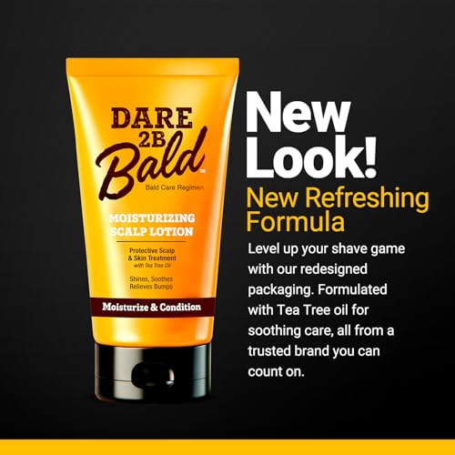 Image of Dare 2B Bald Complete Head Care Trio | Cleanse, Shave, Moisturize | Tea Tree Oil Bald Head Regimen for Men | Scalp Cleanser 8 oz, Shave Cream 5 oz, Moisturizer Lotion 4.75 oz