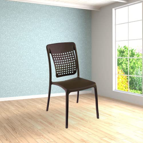 Image of ITALICA Spine Care Plastic Chair for Home, Office, Living Room /Matte Finish Plastic Outdoor Chair /Patio Chairs for Balcony | Suitable for Indoor & Outdoor (2109, Brown, Set of 1 Chair)