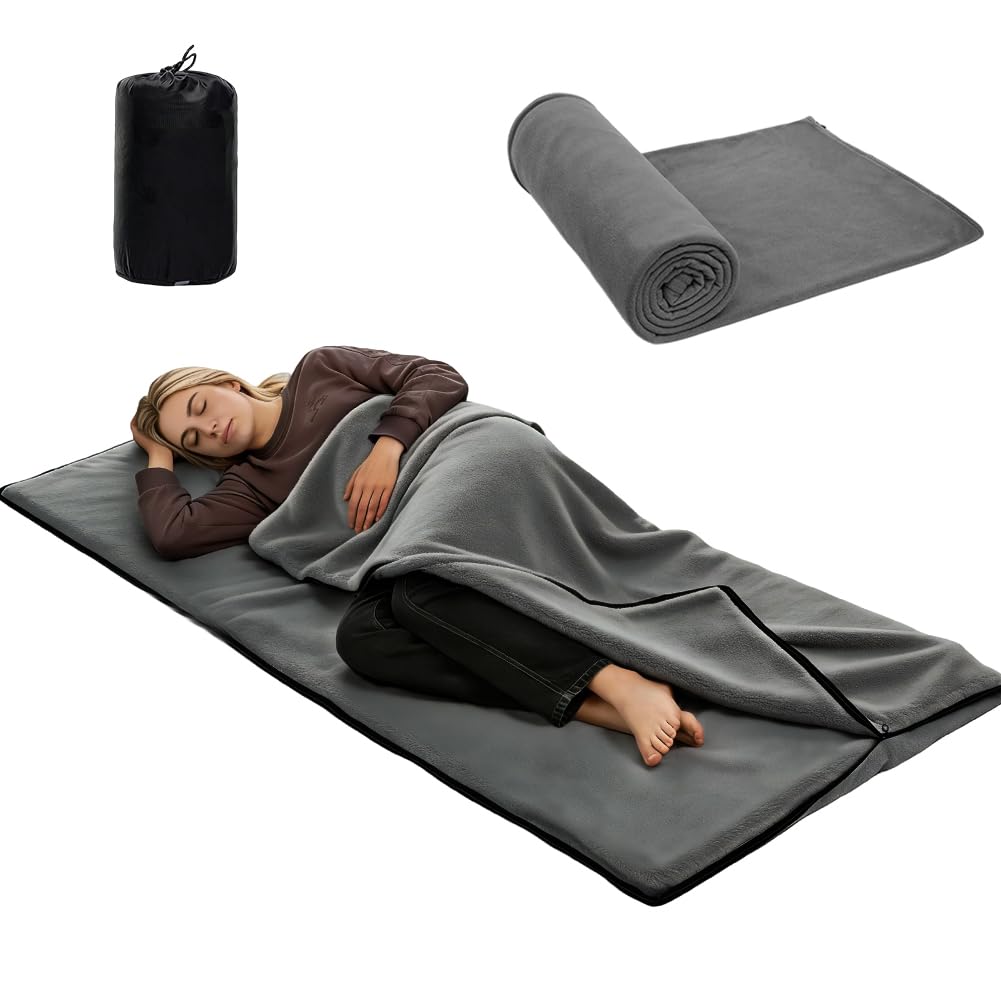 Saco de dormir para cabaña de algodón y ultraligero – 180 x 80 cm saco de dormir compacto de forro polar interior, saco de dormir ligero para camping, senderismo, hostal y al aire libre