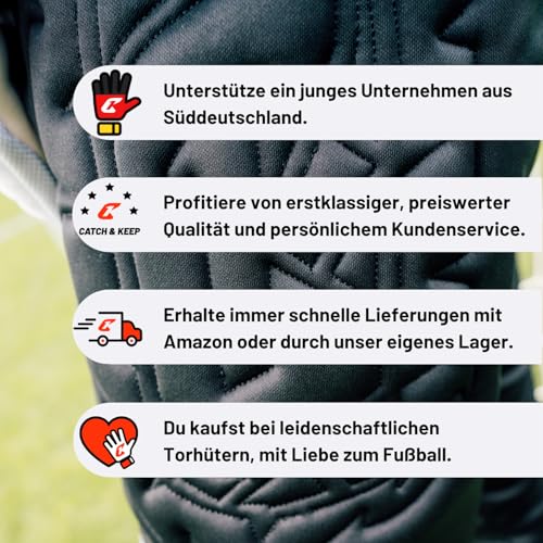 CATCH & KEEP Torwarthose Flight Protection lang & gepolstert I Torwarthose Kinder & für Erwachsene mit gepolsterten Knie & Hüften I Mit elastischen Elementen I Gr. 164