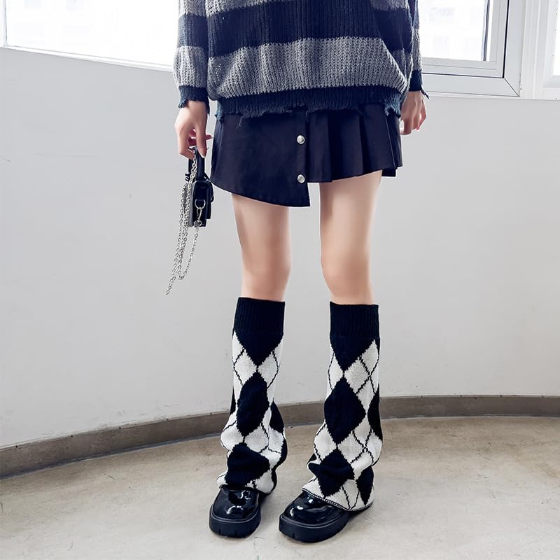 Image of WODECASA Girls Kawaii Leg Warmers Knitted Flared Leg Sleeves Goth Crochet Baggy Cuff Ankle Heap Socks