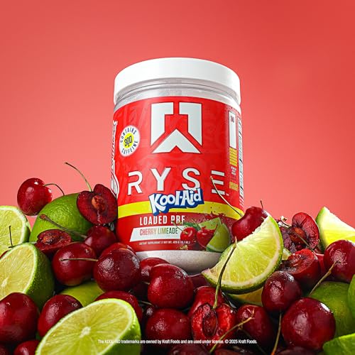 Image of RYSE Loaded Pre Workout Powder - Kool-Aid Cherry Limeade - Daily Pre-Workout for Men & Women with 300mg Caffeine, Beta Alanine, and Citrulline for Pump, Focus, and Energy - 30 Servings