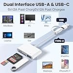 Deeyaple SD Card Reader, 3 in 1 Memory Card Reader, USB-A & USB-C Dual Interface SD/TF Micro SD Card Adapter, Compatible with iPhone 15/16/17, iPad, MacBook Pro/Air, Android, Computer, Plug & Play.