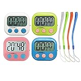 Kitchen Timers Clock with Big Digits Loud Alarm Magnetic Backing and Stand with Large LCD Display for Cooking Baking (4 Pack, 4 Color)