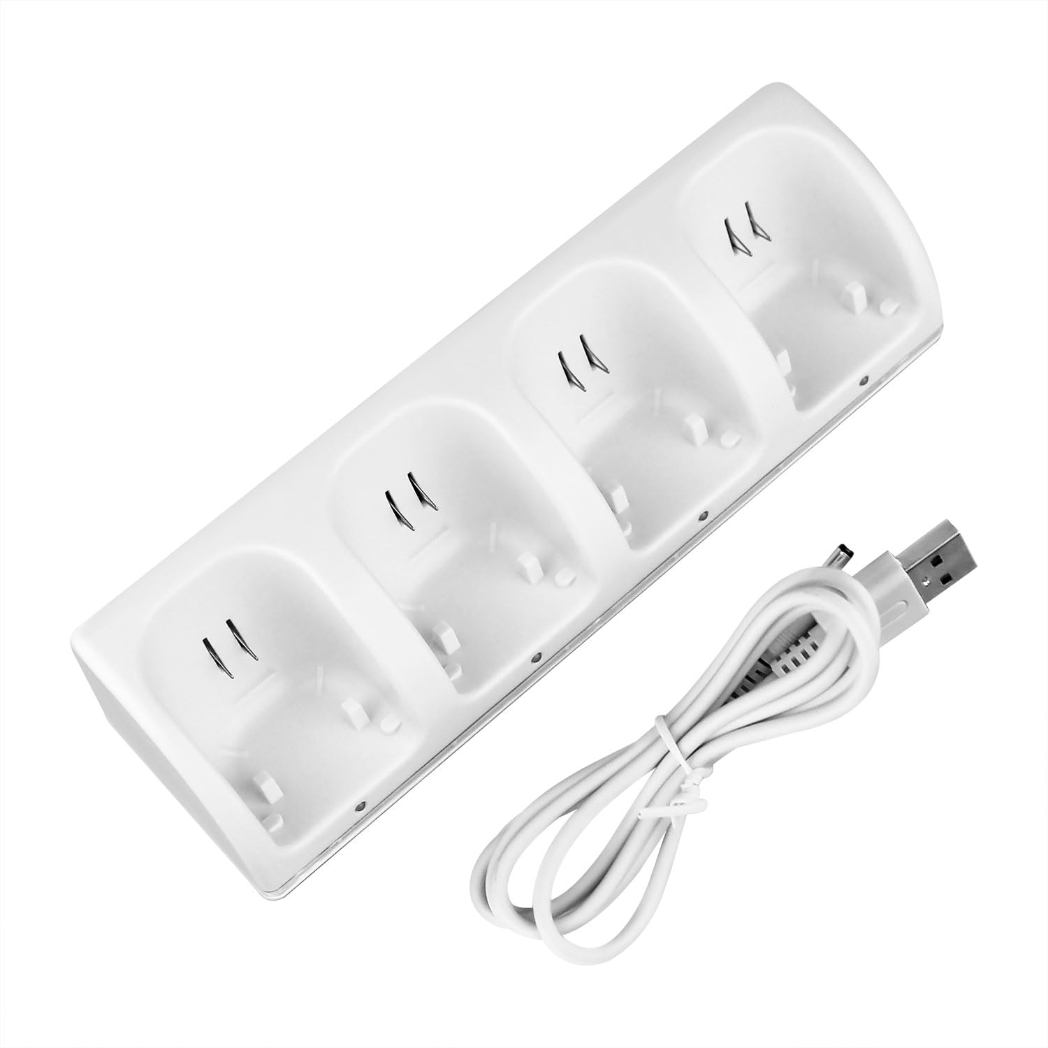 OSTENT Charger Dock Station + 4 Paquetes de baterías compatibles para el Mando a Distancia Nintendo Wii Color Blanco