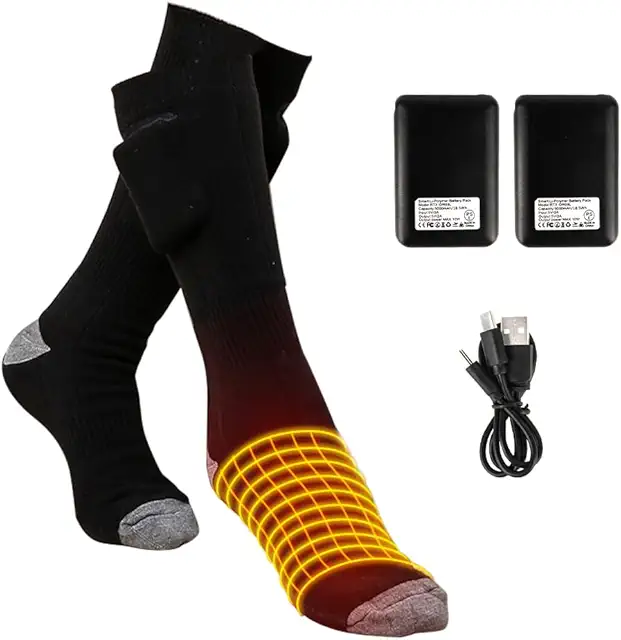 Imagen relacionada con Dhqkqg Calcetines Calefactables, Calcetines Calefactables Mujer Hombre, 3 Temperaturas Ajustables, Calcetines Termicos Calefactables Lavable, Calentador de Pies para Caza, Senderismo, Camping, Esquí