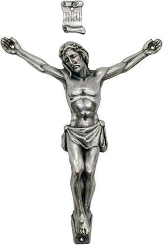 Corpus de metal plateado y letrero INRI  Haz un crucifijo personalizado  Decoración devocional católica para el hogar  Figura detallada de Jesús con